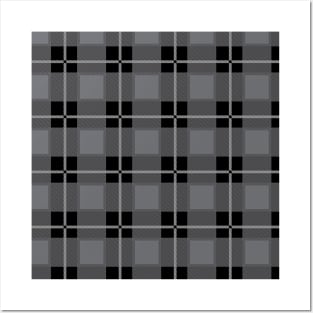 Gray and Black Flannel-Plaid Pattern Posters and Art